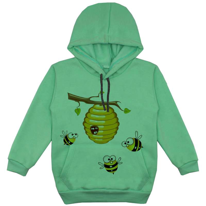 هودی پسرانه مدل زنبور عسل F190 رنگ سبز