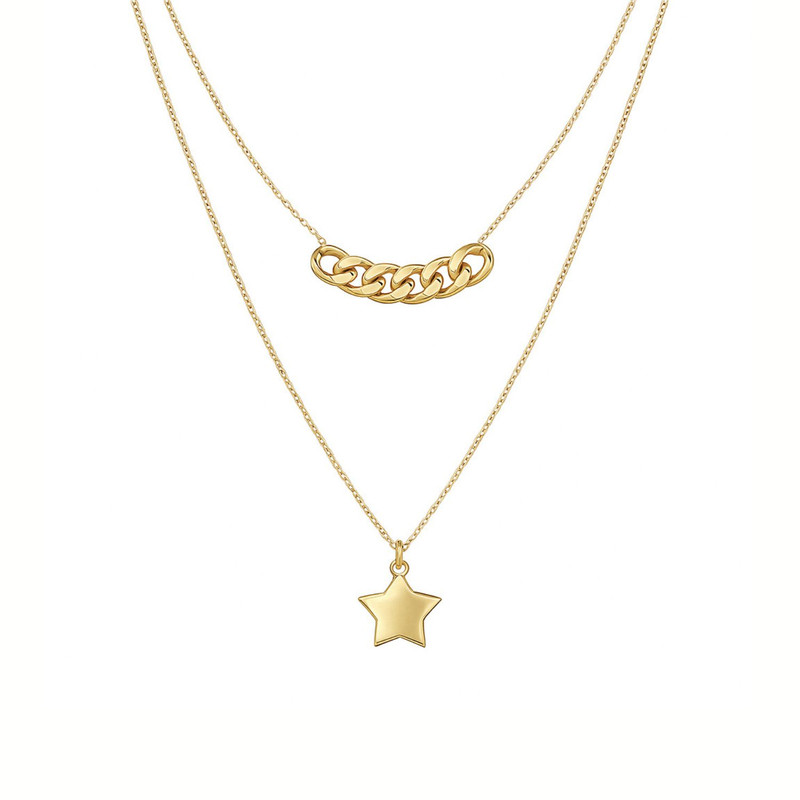 گردنبند طلا 18 عیار زنانه با طرح تیفانی گالری قو طلایی مدل ستاره