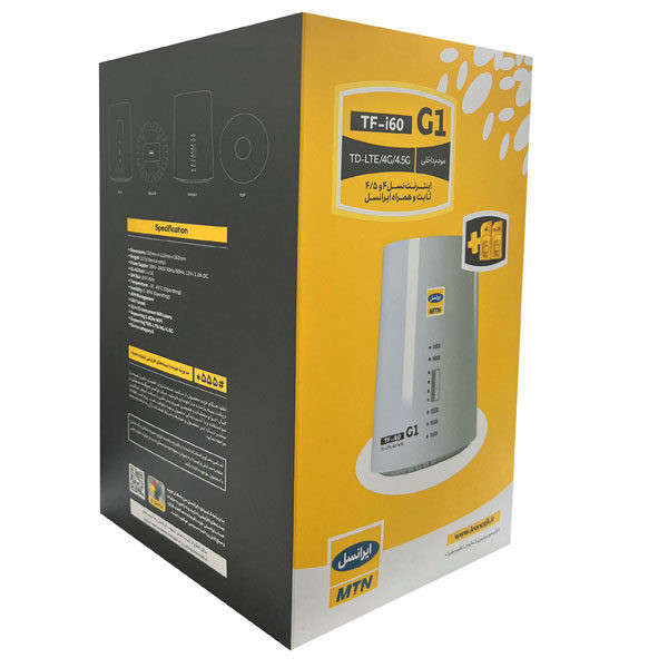 مودم 4.5G/TD-LTE ایرانسل مدل TF-i60 G1 به همراه سیم کارت دوقلو و 200 گیگابایت اینترنت 6 ماهه