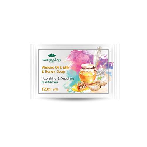 صابون شستشو کاسمکولوژی مدل روغن بادام و شیر و عسل وزن 120 گرم