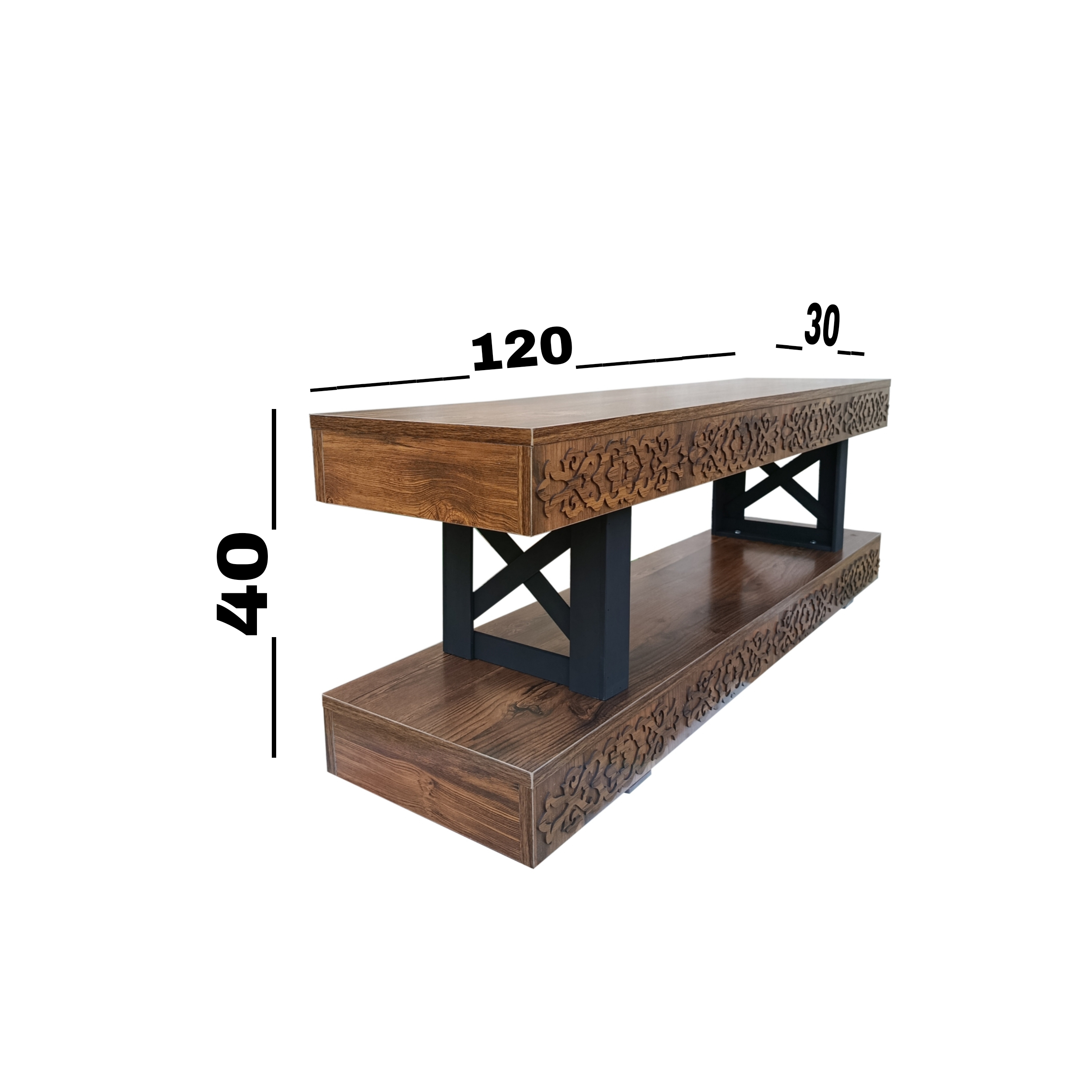 میز تلویزیون مدل ترنج دو طبقه مناسب برای تلویزیون تا 52 اینچ