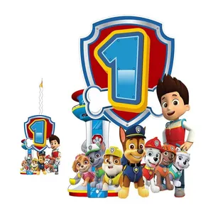 استند رومیزی تولد مدل عدد 1 طرح سگ های نگهبان به همراه شمع مجموعه دو عددی