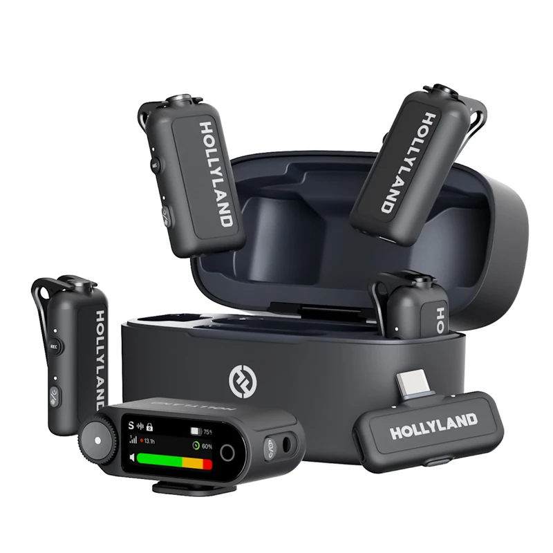 ست میکروفن بی سیم هالی لند مدل 4 کاربره بی سیم LARK MAX 2 Combo با درگاه اتصال تایپ سی ، لایتنیگ ، جک 3.5