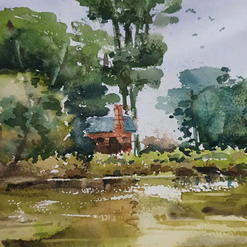 نقاشی آبرنگ طرح برکه کد 121