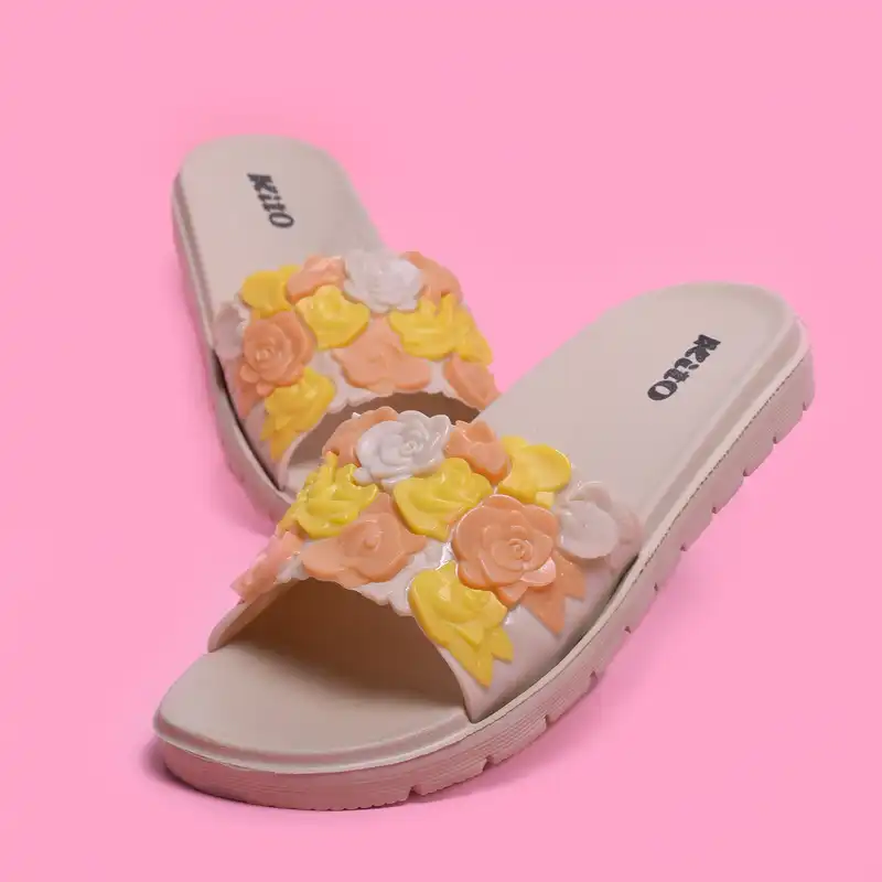 دمپایی زنانه کیتو مدل گل برجسته کد NCF.2438