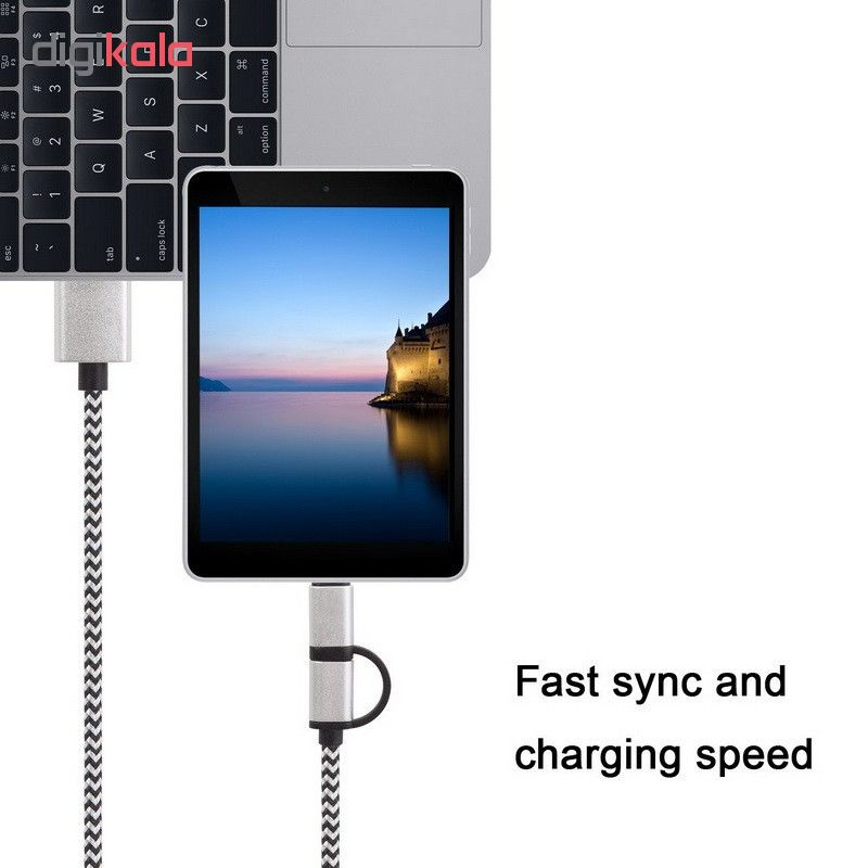 کابل  شارژ، انتقال اطلاعات و تبدیل USB به لایتنینگ/MicroUSB المو مدل X-T-N طول 1 متر