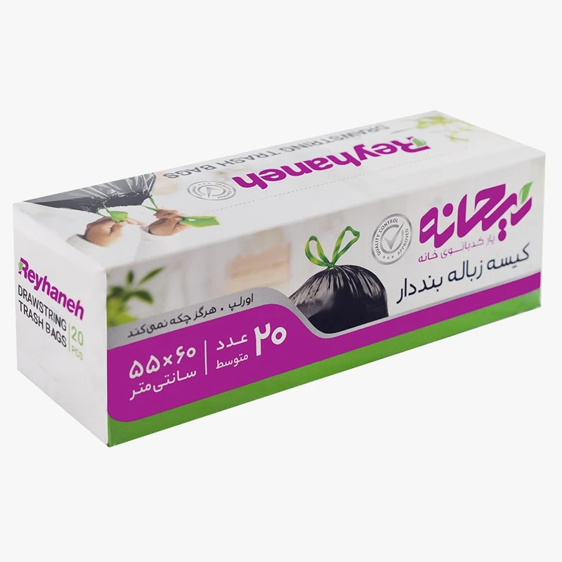 کیسه زباله ریحانه مدل بند دار بسته 20 عددی