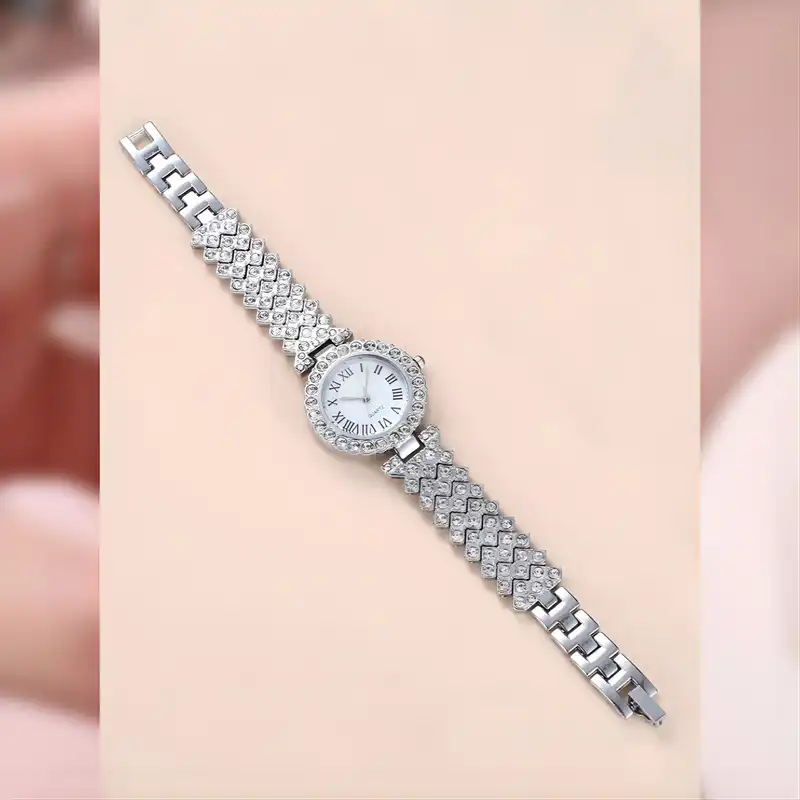 ساعت مچی عقربه ای زنانه مدل فول نگین دستبندی