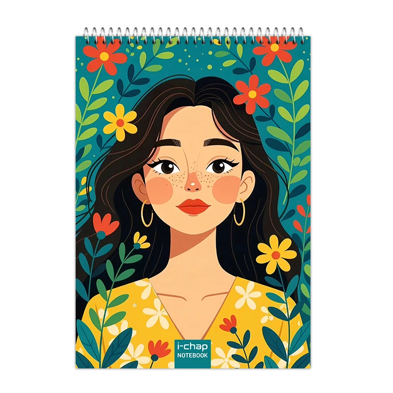 دفتر شطرنجی 100 برگ آی چاپ طرح دختر بهار کد 122