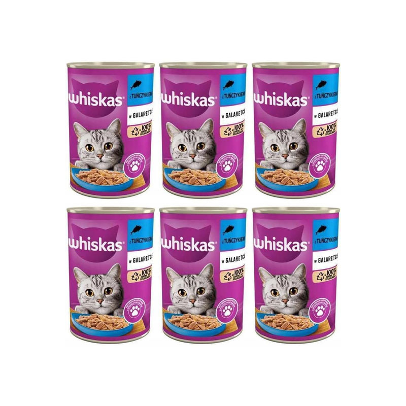 کنسرو غذای گربه بالغ ویسکاس مدل ژلی طعم ماهی وزن 400 گرم مجموعه 6 عددی