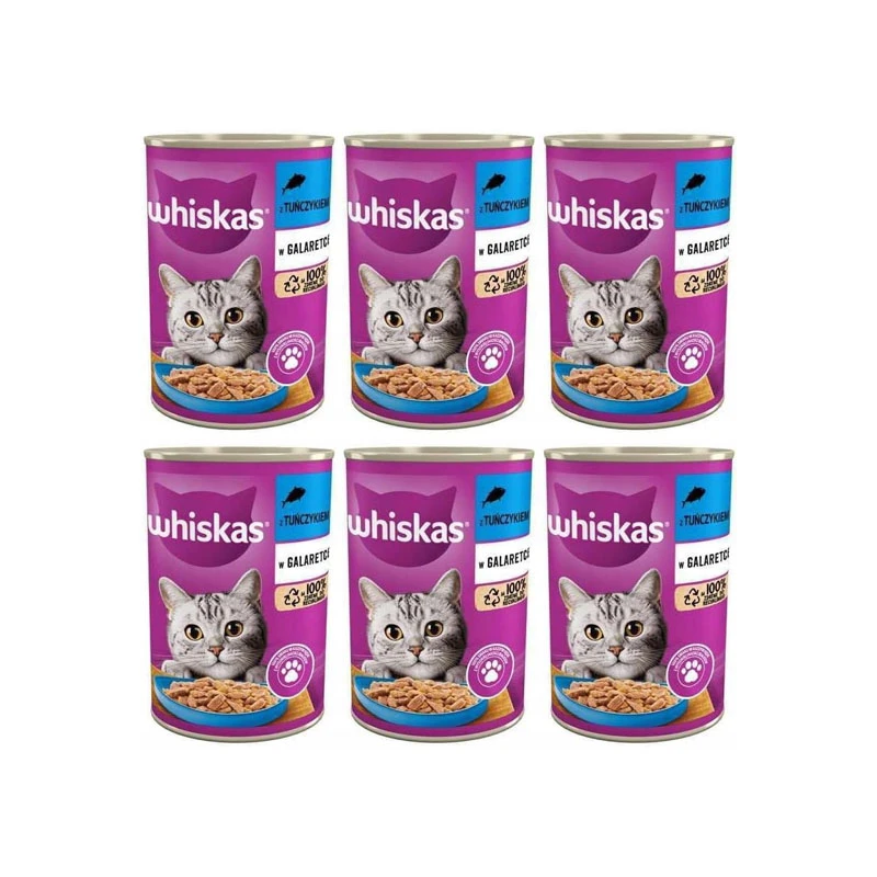 کنسرو غذای گربه بالغ ویسکاس مدل ژلی طعم ماهی وزن 400 گرم مجموعه 6 عددی