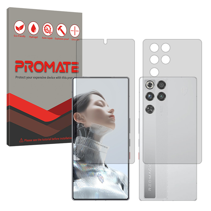 محافظ صفحه نمایش شفاف پرومیت مدل هیدروژلی مناسب برای گوشی موبایل زد تی ای nubia RedMagic 11 Pro (China) به همراه محافظ پشت گوشی