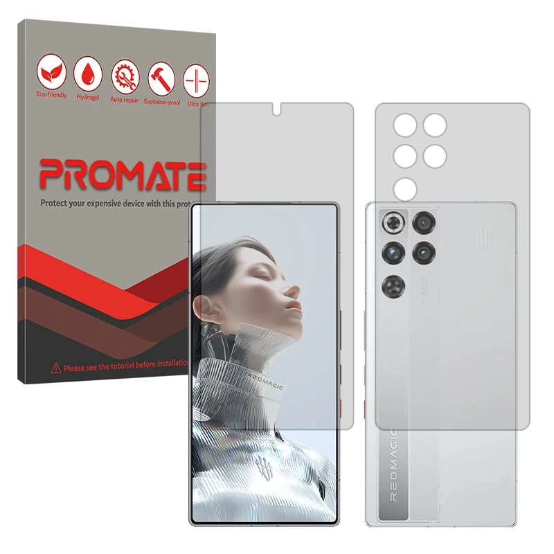 محافظ صفحه نمایش مات پرومیت مدل هیدروژلی مناسب برای گوشی موبایل زد تی ای nubia RedMagic 11 Pro (China) به همراه محافظ پشت گوشی