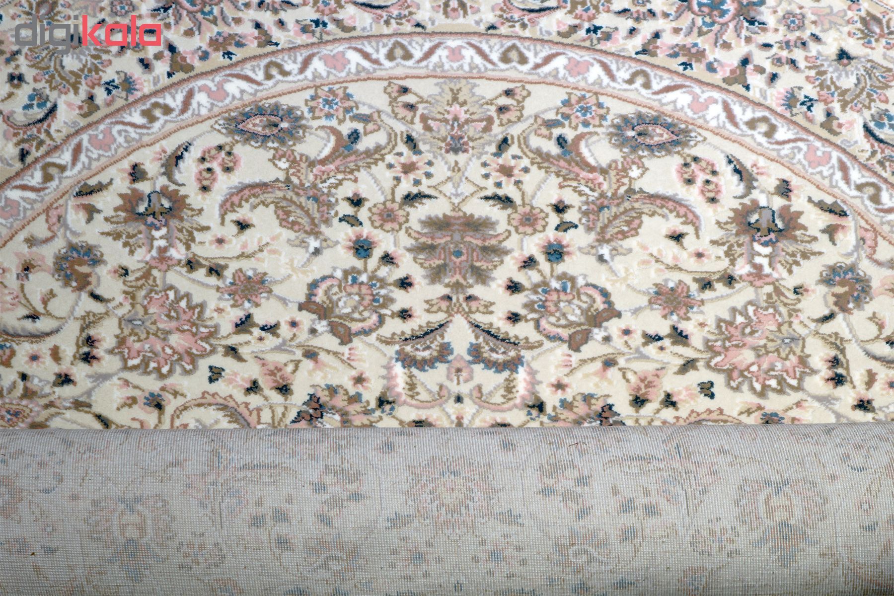 فرش ماشینی فرش رادین طرح گرد شاه عباسی آرامش 2رنگ زمینه صدفی