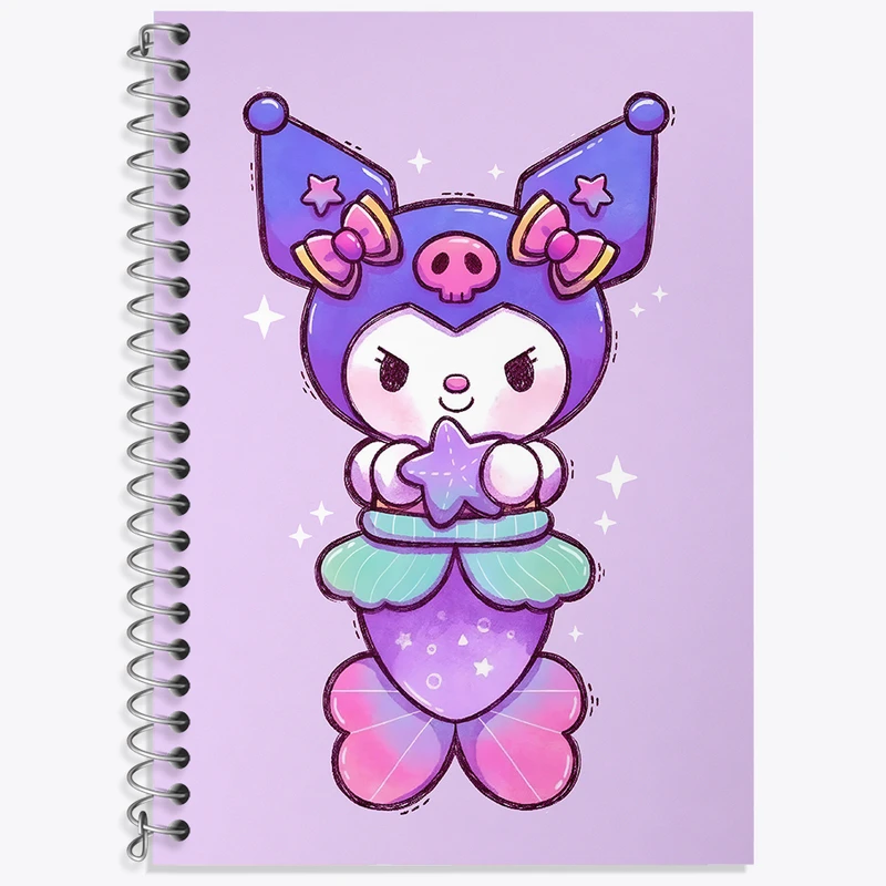 دفتر زبان 50 برگ خندالو مدل سه خط طرح کرومی (Kuromi) کد N4193