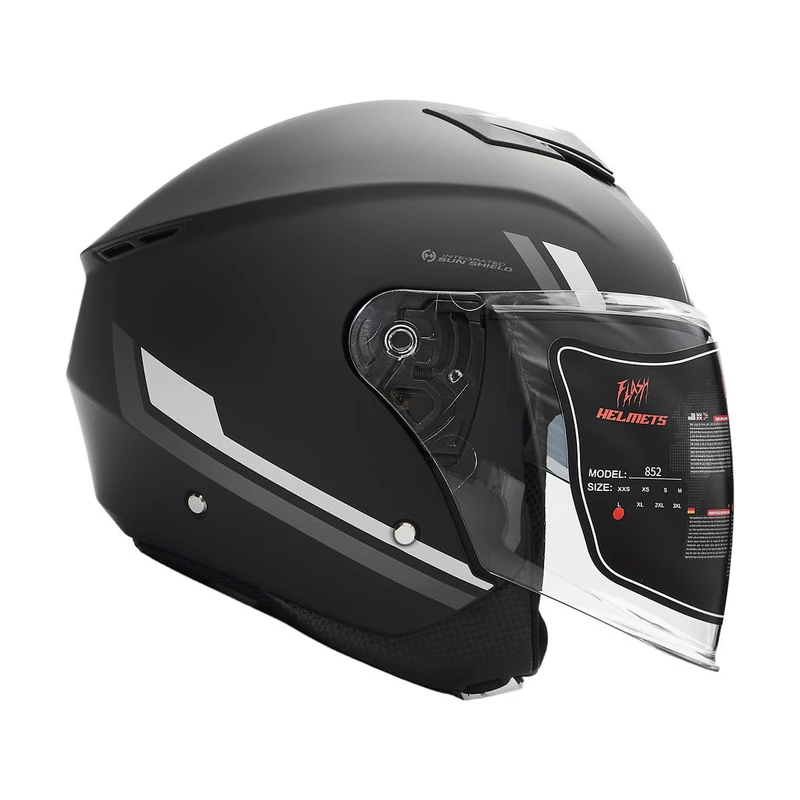 کلاه کاسکت بدون فک فلش مدل 852 matt black-gray 35#