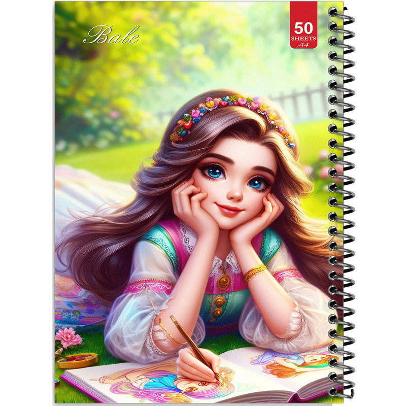 دفتر نقاشی 50 برگ انتشارات بله طرح دخترانه کد A4-L138