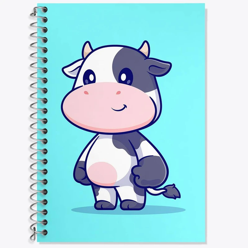 دفتر زبان 50 برگ خندالو مدل سه خط طرح حیوانات بامزه گاو کد 29712