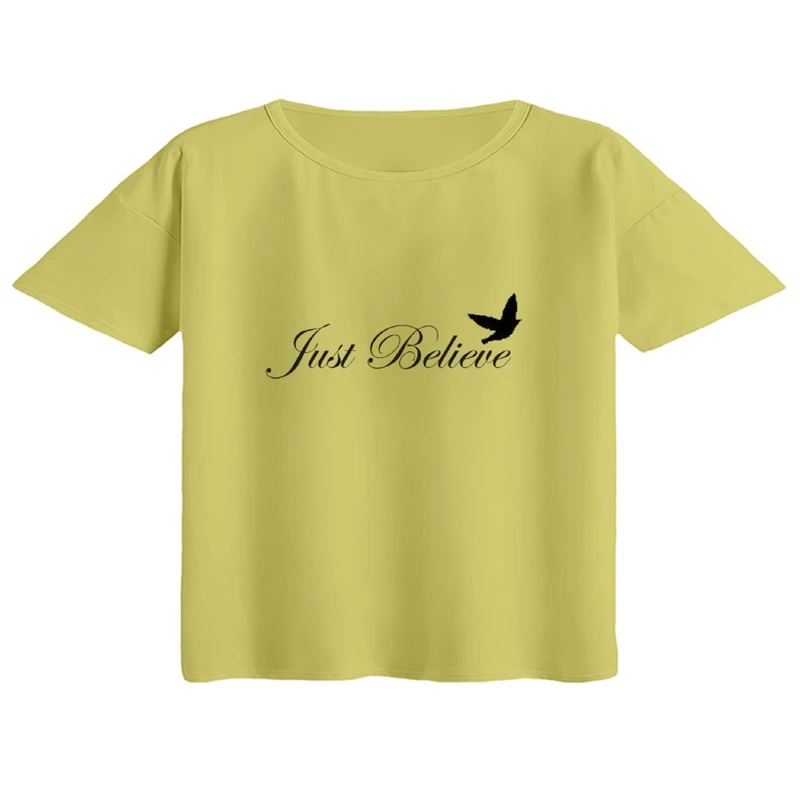 کراپ تی‌شرت آستین کوتاه زنانه مدل نوشته کد۱۴