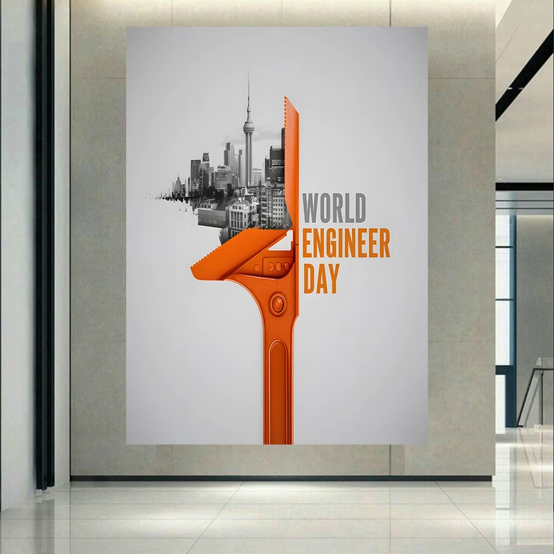 پوستر پارچه ای طرح مخمل مهندس مدل روز جهانی مهندس کد AR305163