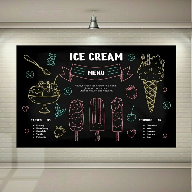 پوستر دیواری طرح بستنی مدل تخته سیاه کد SDP4907