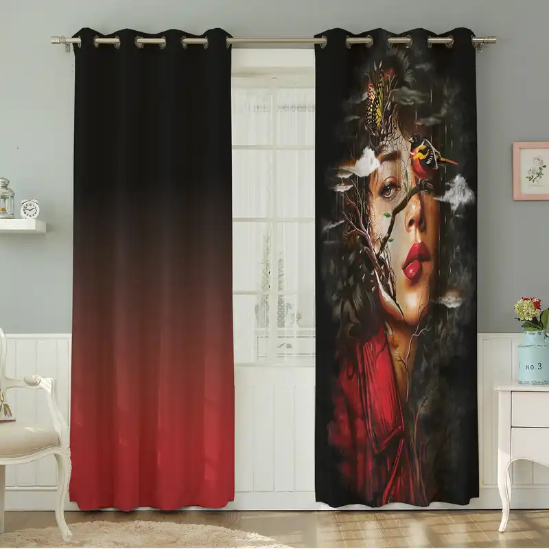 پرده نیروانا طرح چهره مدل مخمل کد 5258 سایز 140×280 سانتی متر