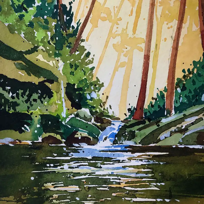 نقاشی آبرنگ طرح برکه کد 135