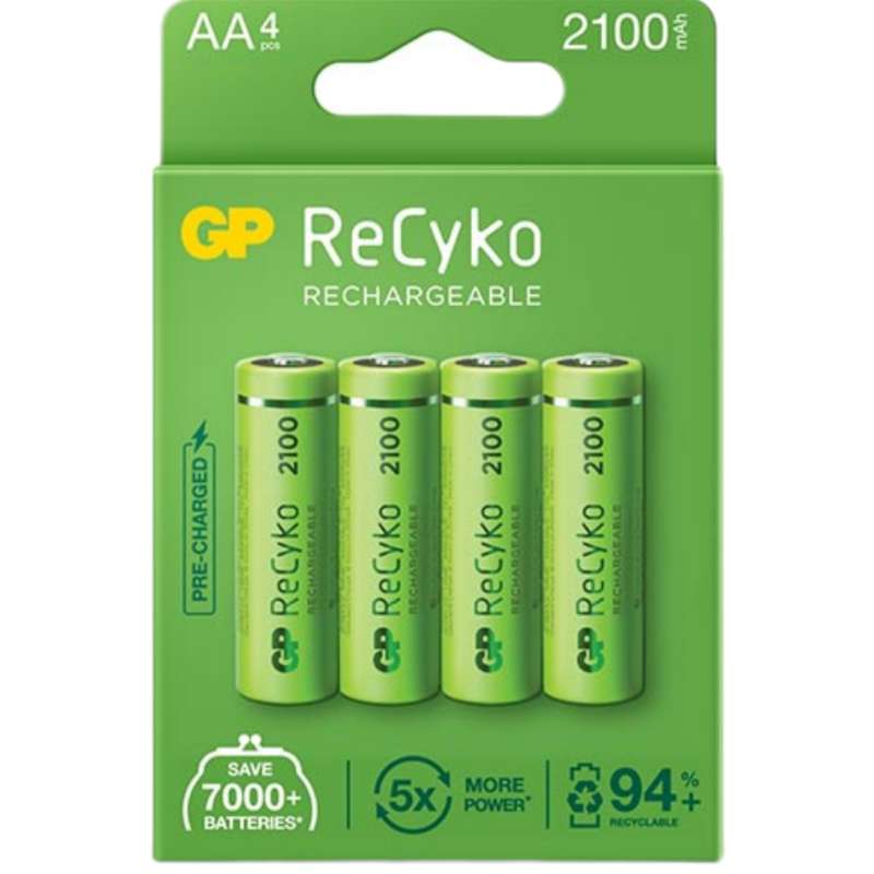 باتری قلمی قابل شارژ جی پی مدل Rechargeable Recyko 2100 بسته چهار عددی