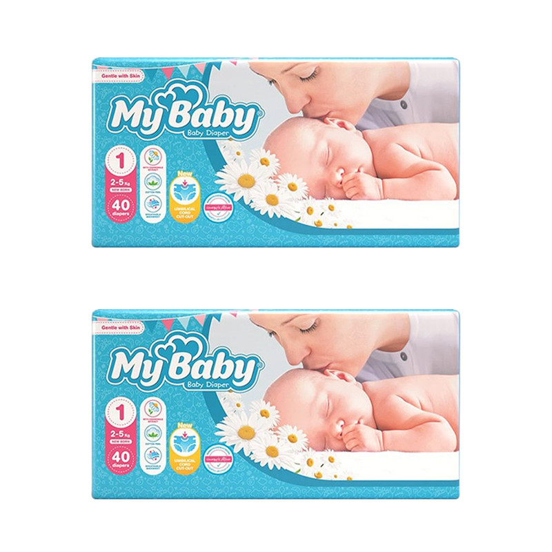 پوشک مای بیبی مدل مهربان با پوست سایز ۱ دو بسته ۴۰ عددی