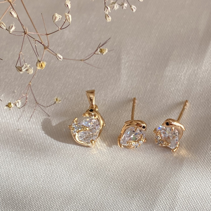 نیم ست زنانه ژوپینگ مدل دلفین نگین قلب نیم ست زنانه ژوپینگ مدل دلفین نگین قلب