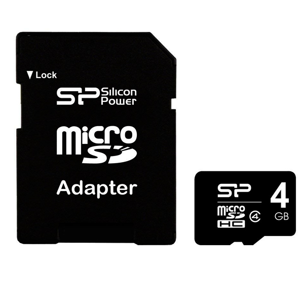 کارت حافظه microSDHC سیلیکون پاور مدل Elite کلاس 4ظرفیت 4 گیگابایت به همراه با آداپتور SD