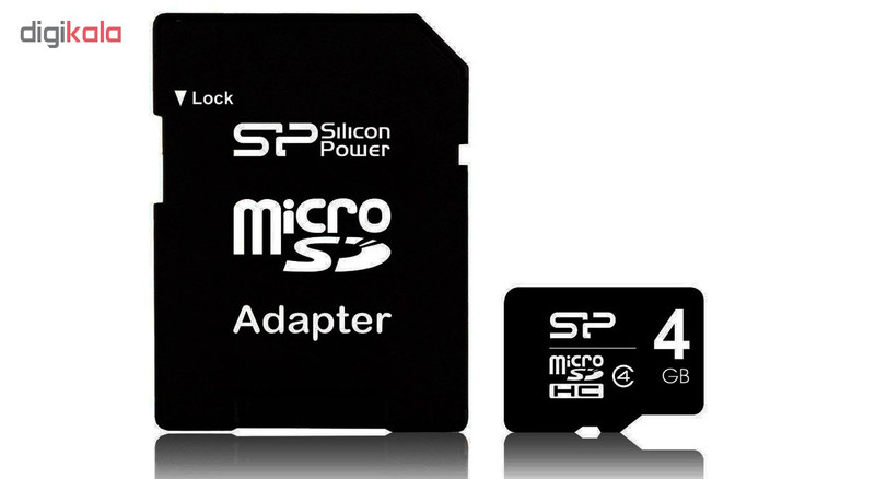 کارت حافظه microSDHC سیلیکون پاور مدل Elite کلاس 4ظرفیت 4 گیگابایت به همراه با آداپتور SD