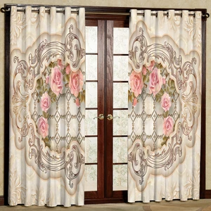 پرده مدل گل دار مخمل پانچی کد 1344 سایز 140x280 سانتی متر