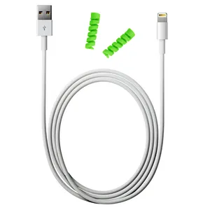 کابل شارژ آیفون USB به لایتنینگ مدل KL به طول 2 متر به همراه دو عدد محافظ کابل سیلیکونی