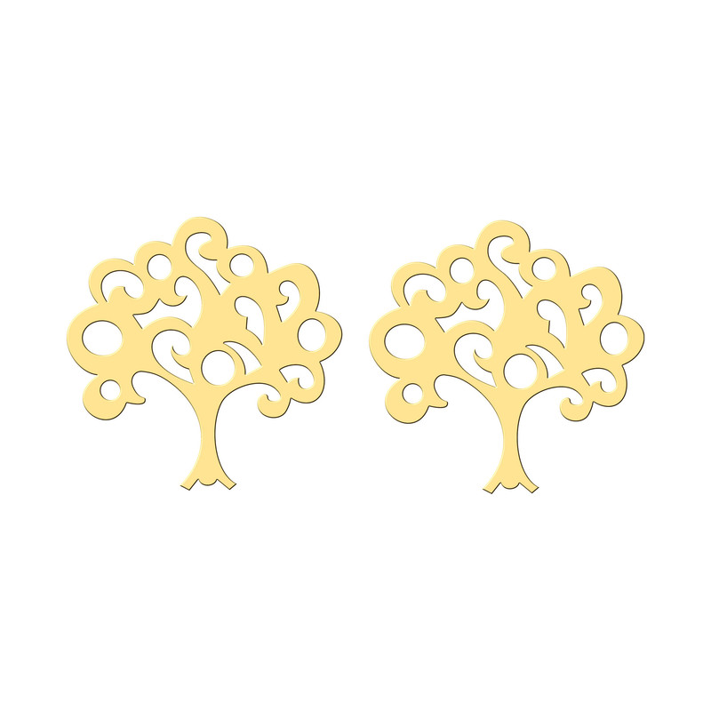 گوشواره میخی طلا 18 عیار زنانه فرشته طرح درخت کد WEL-000188