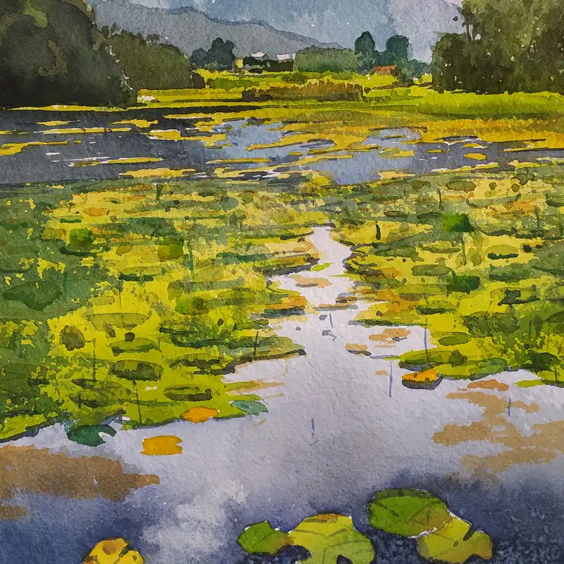 نقاشی آبرنگ طرح تالاب کد 79