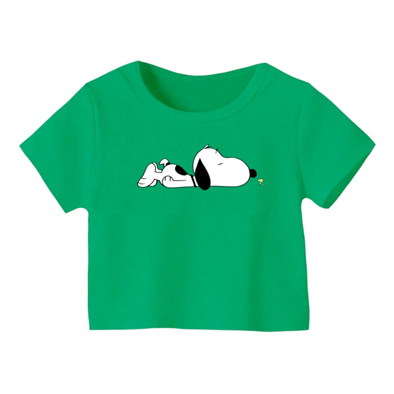 کراپ‌ تی‌شرت آستین کوتاه زنانه مدل اسنوپی کد 28