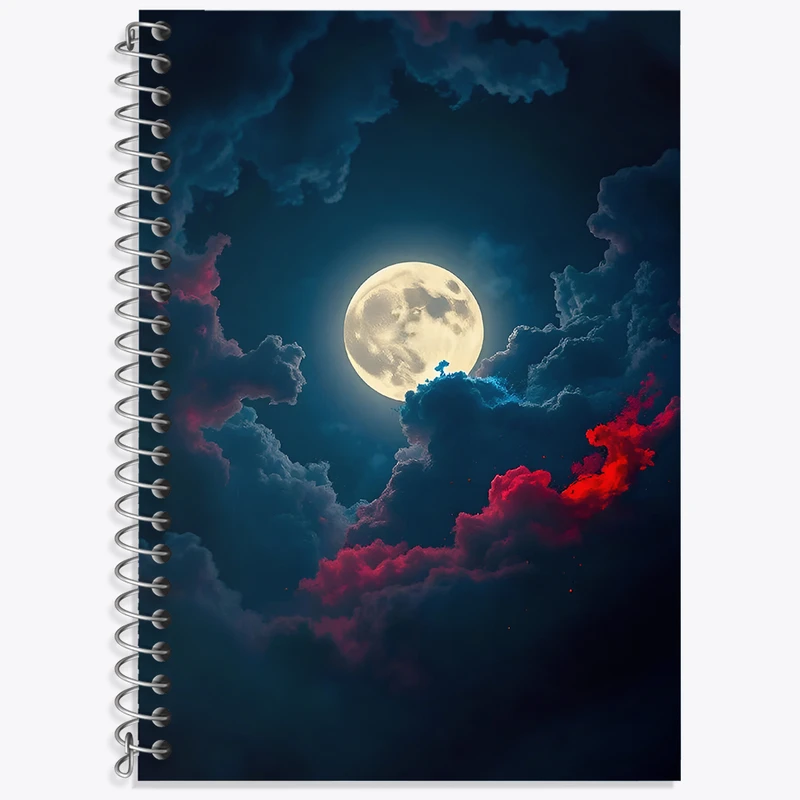 دفتر زبان 50 برگ خندالو مدل سه خط طرح ماه (Moon) کد N3405