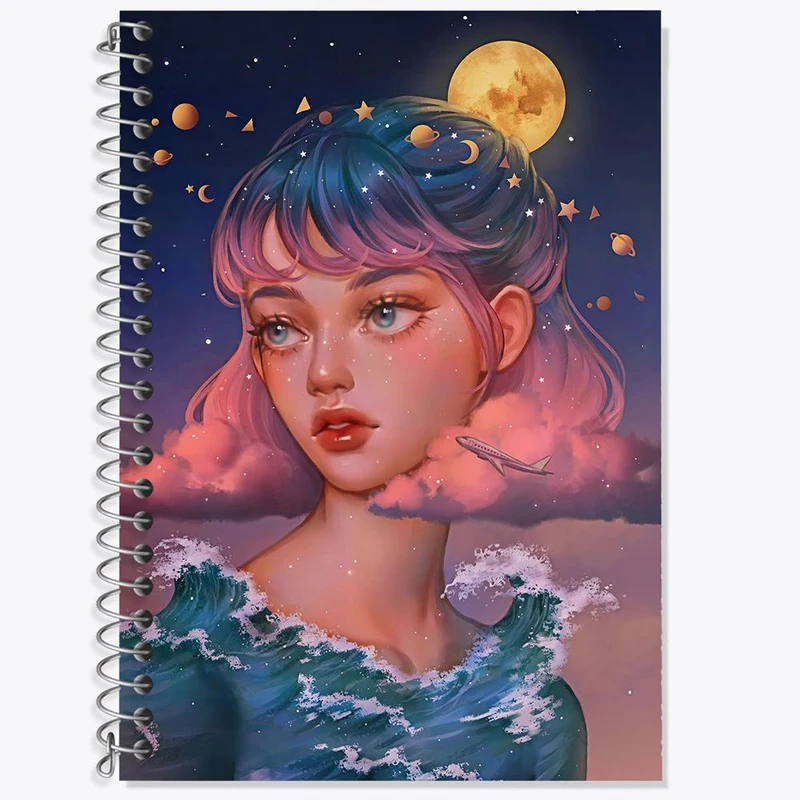 دفتر زبان 50 برگ خندالو مدل سه خط طرح دخترانه کد 25618