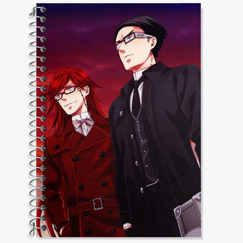 دفتر زبان 50 برگ خندالو مدل سه خط طرح ویلیام و گریل انیمه خادم سیاه Black Butler کد 16303