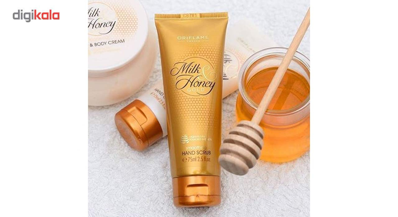اسکراب بدن اوریفلیم مدل Milk Honey Gold Smoothing Sugar حجم 200 میلی لیتر