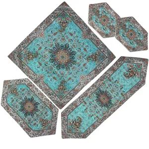 ست 5 تکه رومیزی ترمه طرح قاجار کد SBZBI5-5