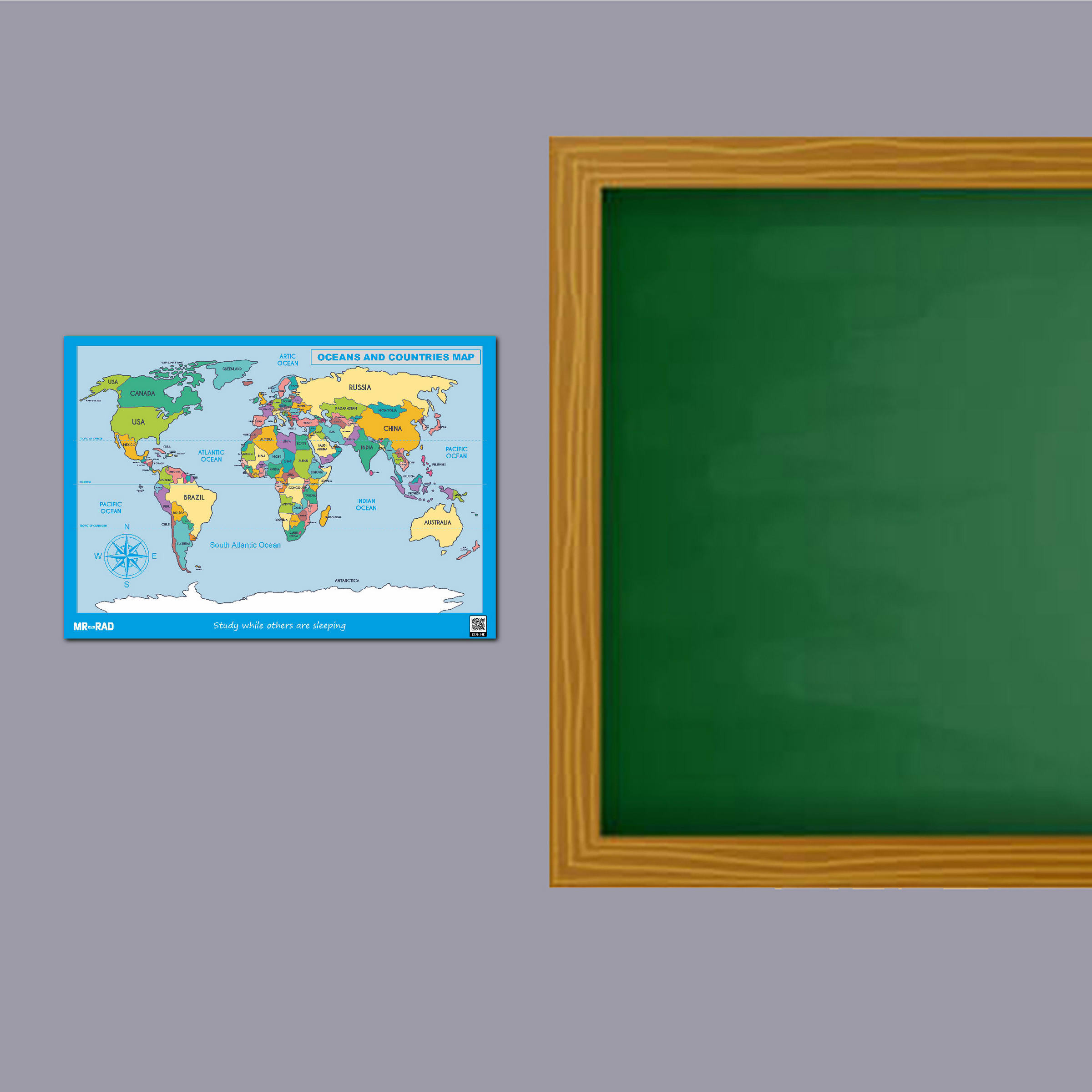 پوستر آموزشی مستر راد طرح اقیانوس ها و کشورها مدل m7050