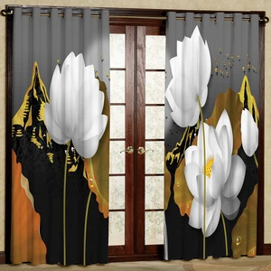 پرده مدل گل دار هازان پانچی کد 2582 سایز 140x200 سانتی متر