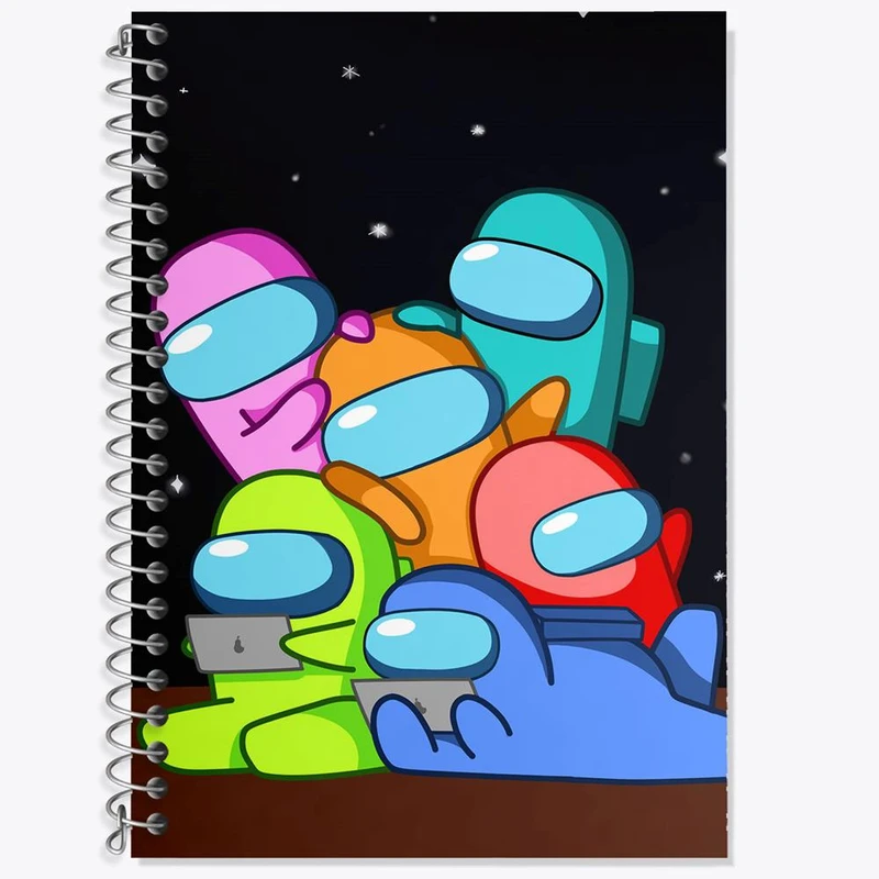 دفتر زبان 50 برگ خندالو مدل دو خط طرح امانگ آس Among Us کد 10302