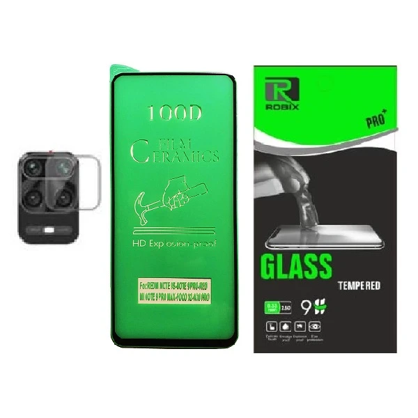 محافظ صفحه نمایش روبیکس مدلCR-Note9sمناسب برای گوشی موبایل شیائومی Redmi Note 9s به همراه محافظ لنز دوربین