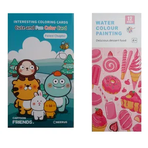 بازی آموزشی رنگ آمیزی مدل دفترچه نقاشی آبرنگی کد A11 به همراه قلم مو مجموعه دو عددی