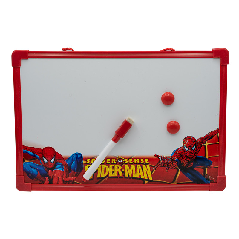 تخته وایت برد مدل اسپایدرمن کد 01 سایز 30x20 سانتی متر به همراه ماژیک و آهنربا مجموعه 4 عددی