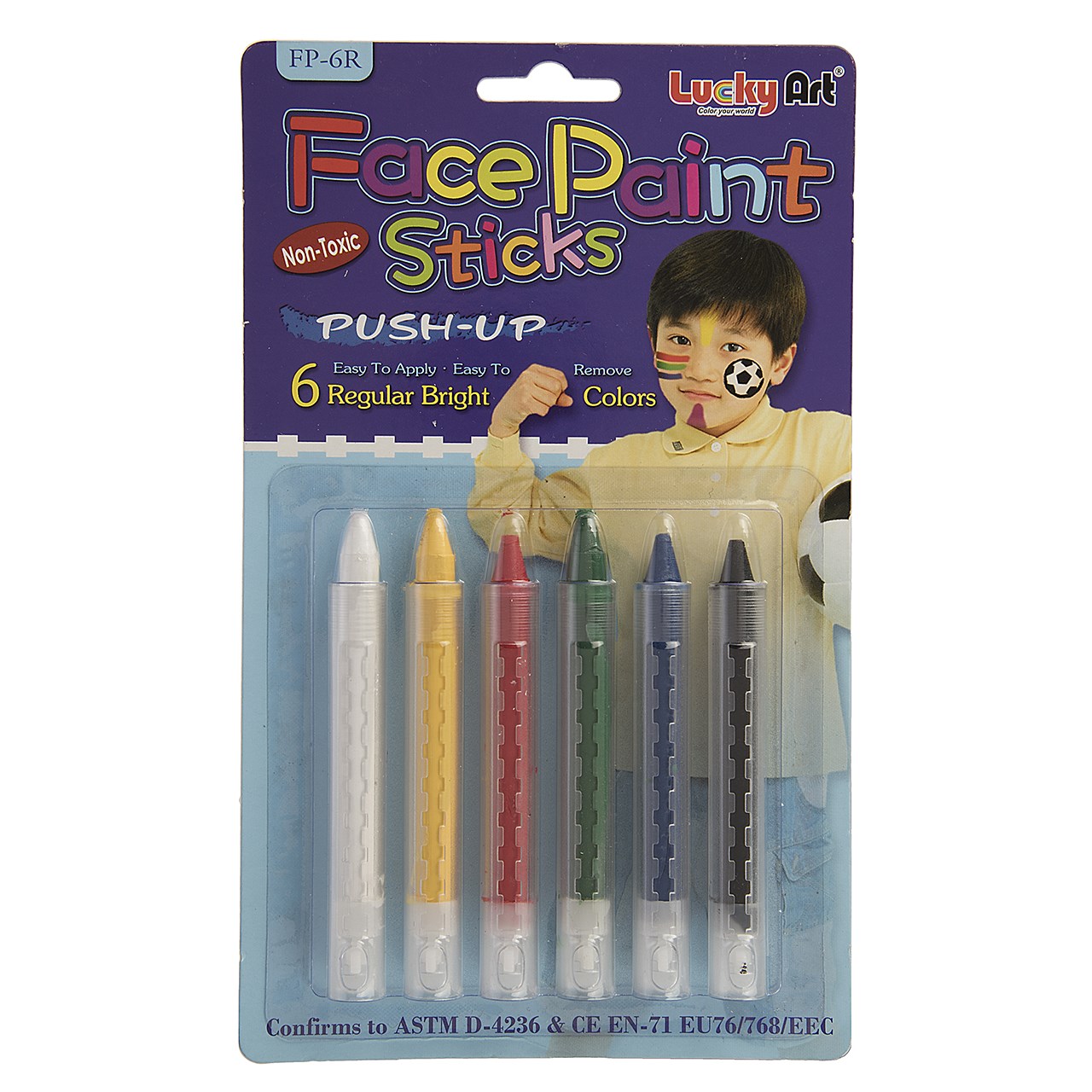 قلم گریم 6 رنگ لاکی آرت مدل Regular Bright