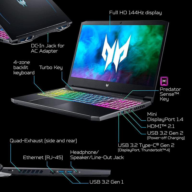 لپ تاپ 15.6 اینچی ایسر مدل Predator Helios 300 PH315-54-760S لپ تاپ 15.6 اینچی ایسر مدل Predator Helios 300 PH315-54-760S